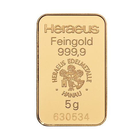 Goudbaar 5 gram Heraeus 
