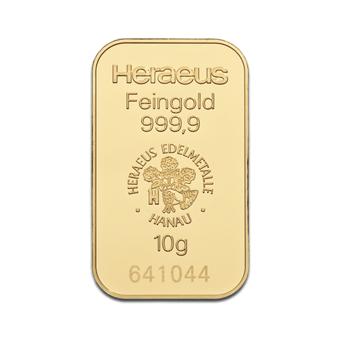 Goudbaar 10 gram Heraeus 