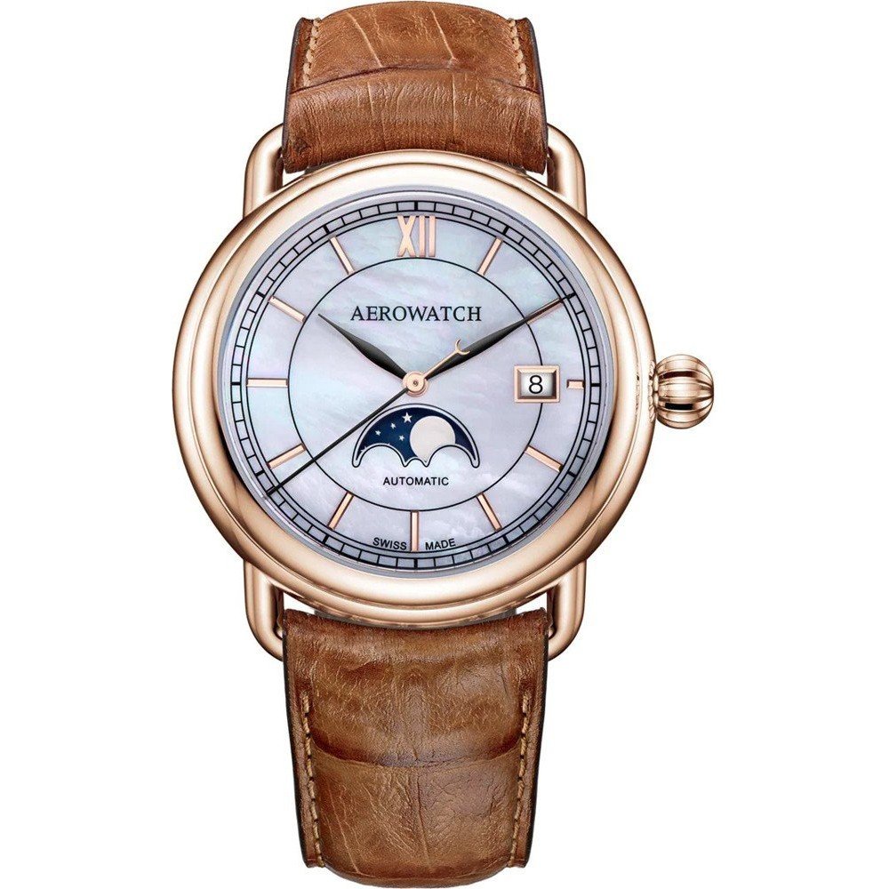 Aerowatch 1942 77983-RO02 1942 Moon phase Horloge