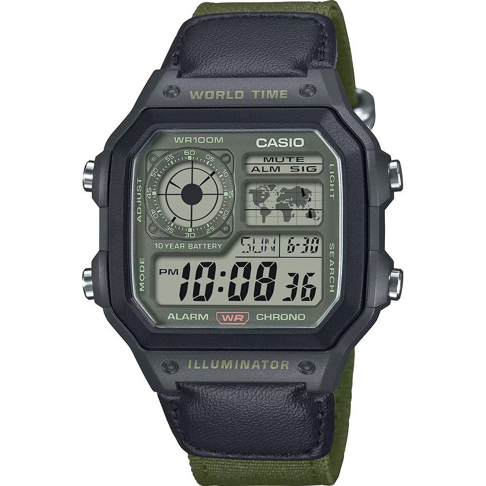 Casio Collection AE-1200WHUB-3AVEF World Time - Utility Color Horloge