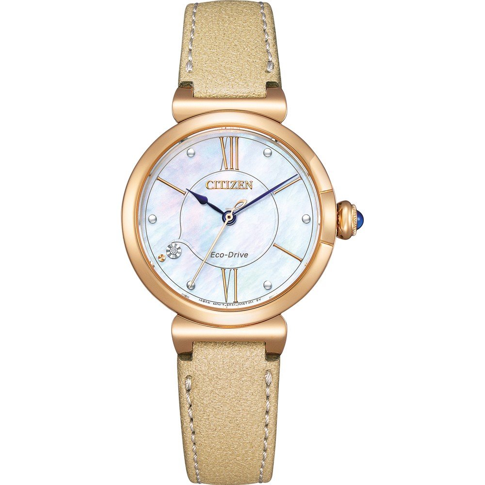 Citizen Solarhorloge EM1074-15D Polshorloge, dameshorloge, leren armband, saffierglas