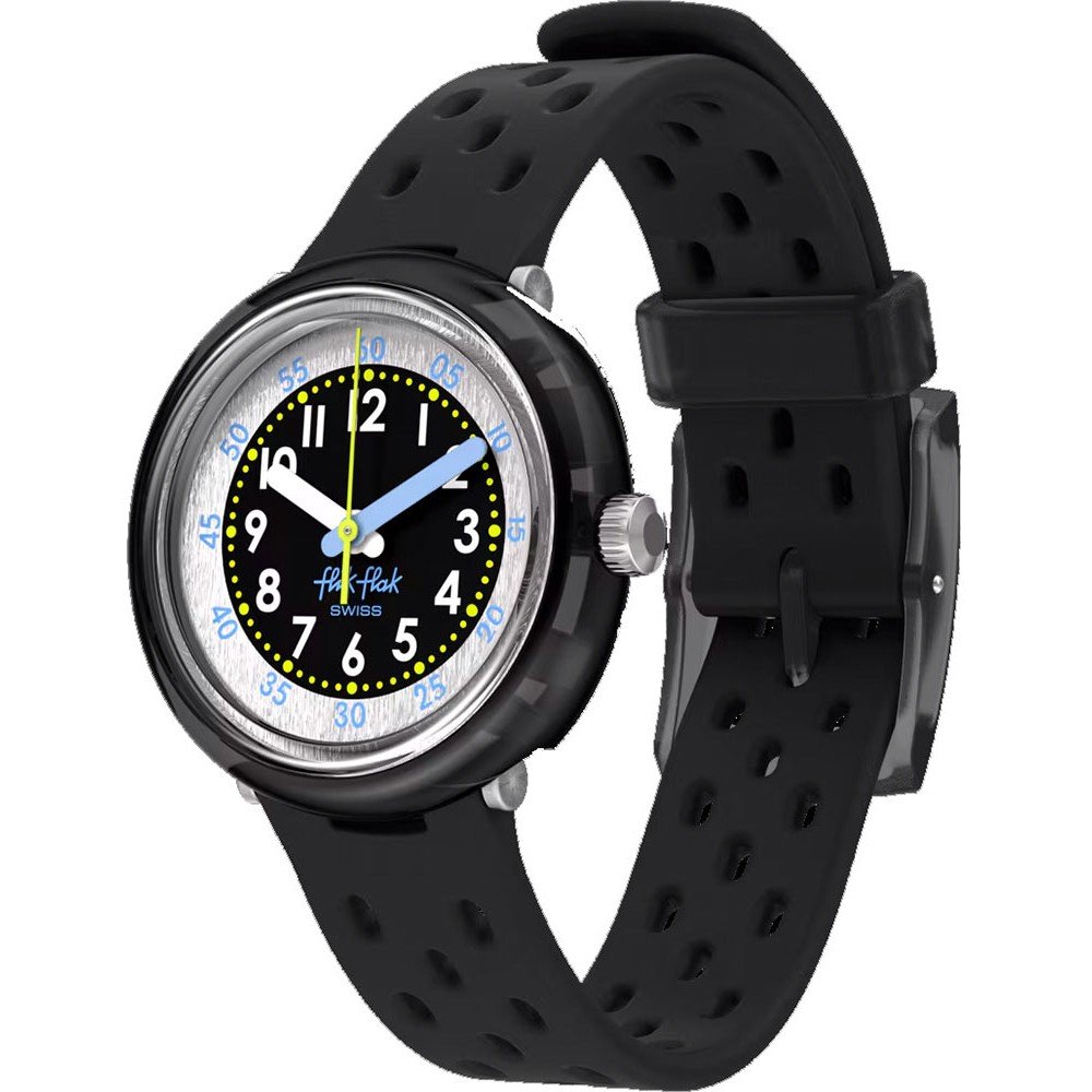 Flik Flak 7+ Power Time FCNP001 Bubbly Hours - Fizz in Black Horloge