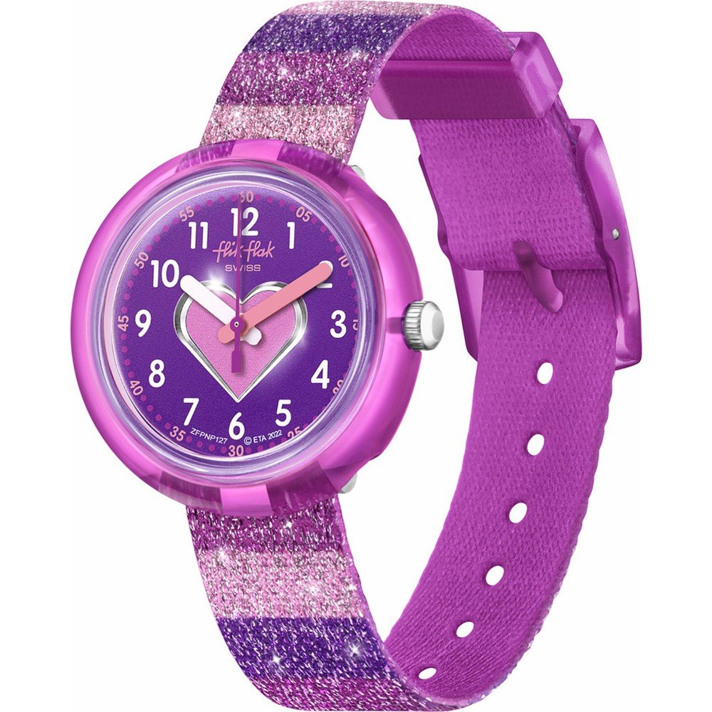 Flik Flak 5+ Power Time FPNP127 Stripy Glitter Horloge