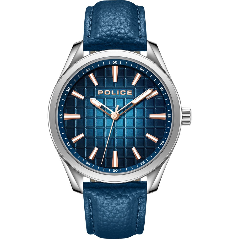 Police PEWGA0001001 - Horloge - Leer - Donkerblauw - 42 mm