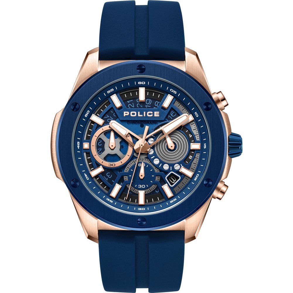 Police PEWGO0000403 - Horloge - Siliconen - Donkerblauw - 43 mm