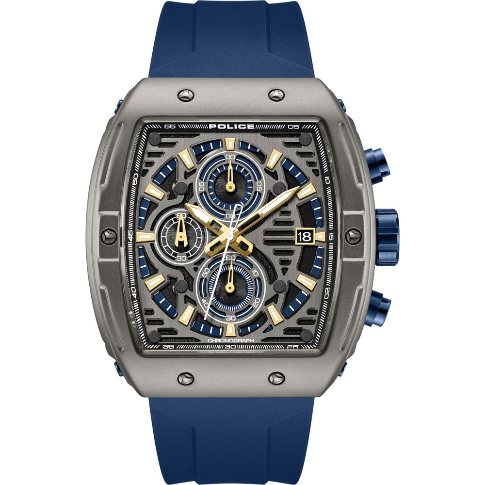 Police PEWGO0000701 - Horloge - Siliconen - Donkerblauw - 46 mm