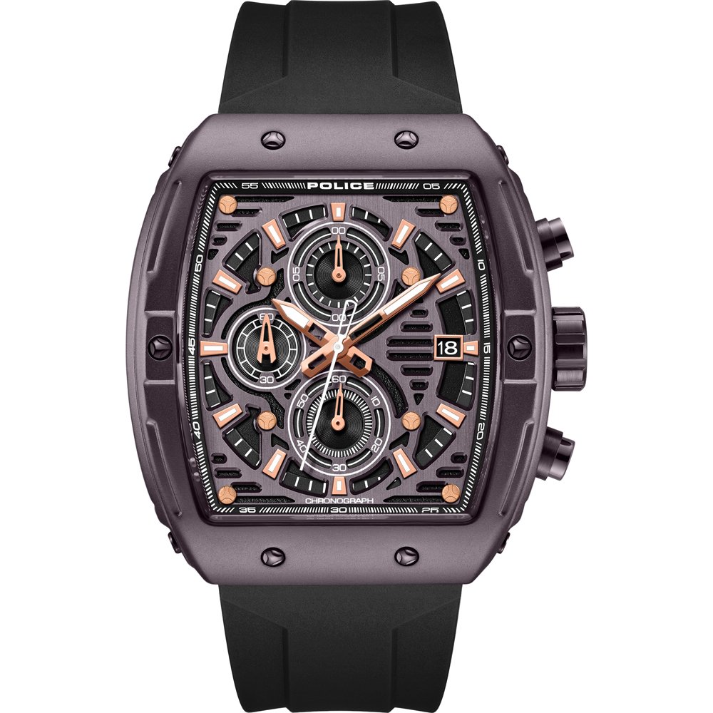 Police PEWGO0000703 - Horloge - Siliconen - Zwart - 46 mm