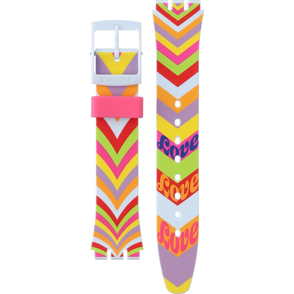 Swatch Plastic - Originals Medium (34mm) /Access/Solar/Musicall/Stop - G/SK/SL/SR/SS/SO28 ASO31S100 SO31S100 Groovy Love Horlogeband