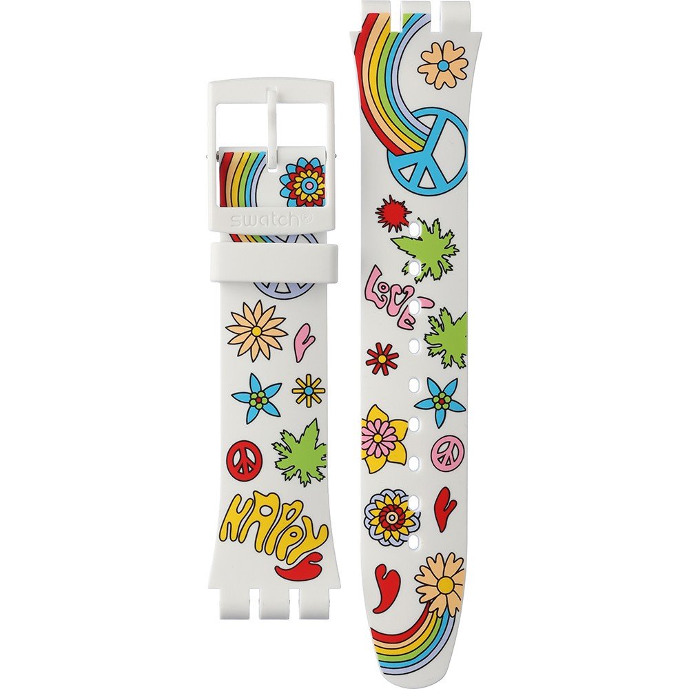 Swatch Plastic - Originals Large (41mm) SUO/SO29/SO32 ASO32W107 SO32W107 Power Of Peace Horlogeband