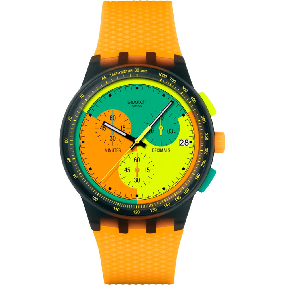 Swatch New Chrono Plastic SUSB422 Neon Signal Flag Horloge