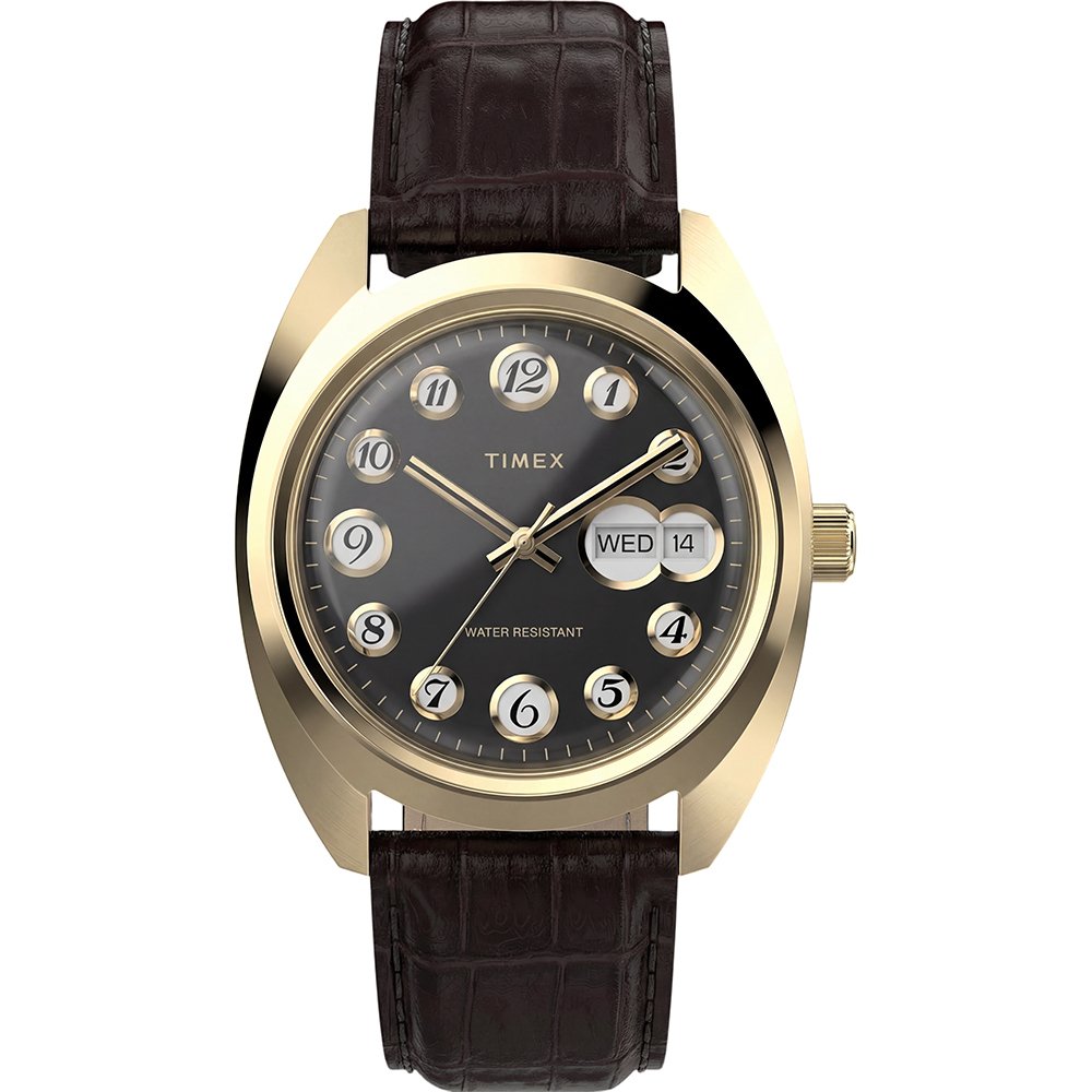 Timex 1976 Rotary Phone Dial Reissue TW2Y82100 Horloge - Leer - Bruin - Ø 37 mm