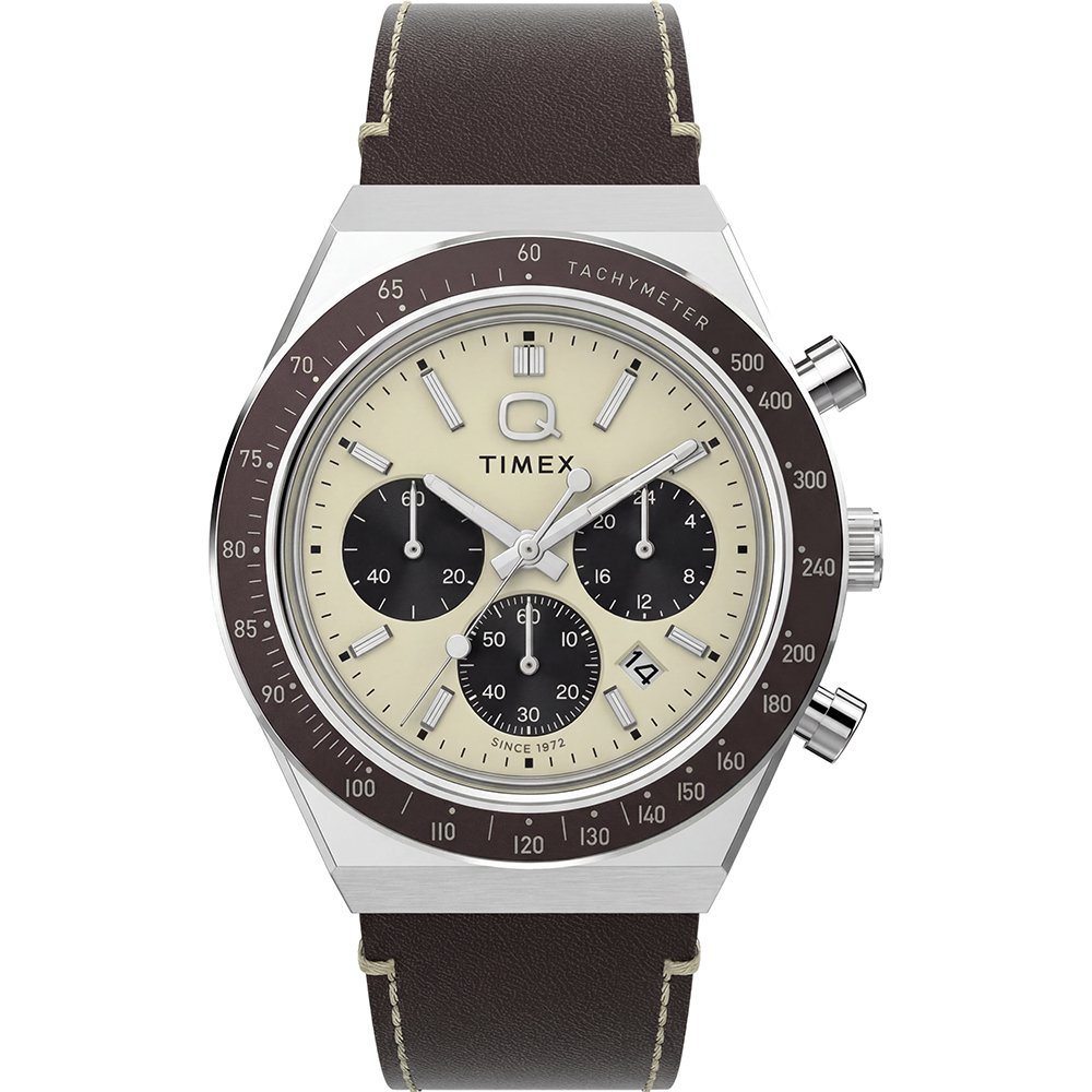 Timex Q Sport TW2Y88700 Horloge - Leer - Bruin - Ø 40 mm