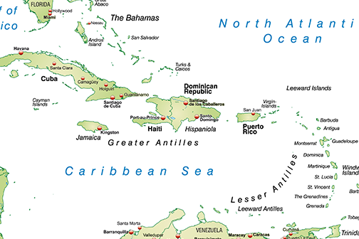 Kaart van het Caribisch gebied