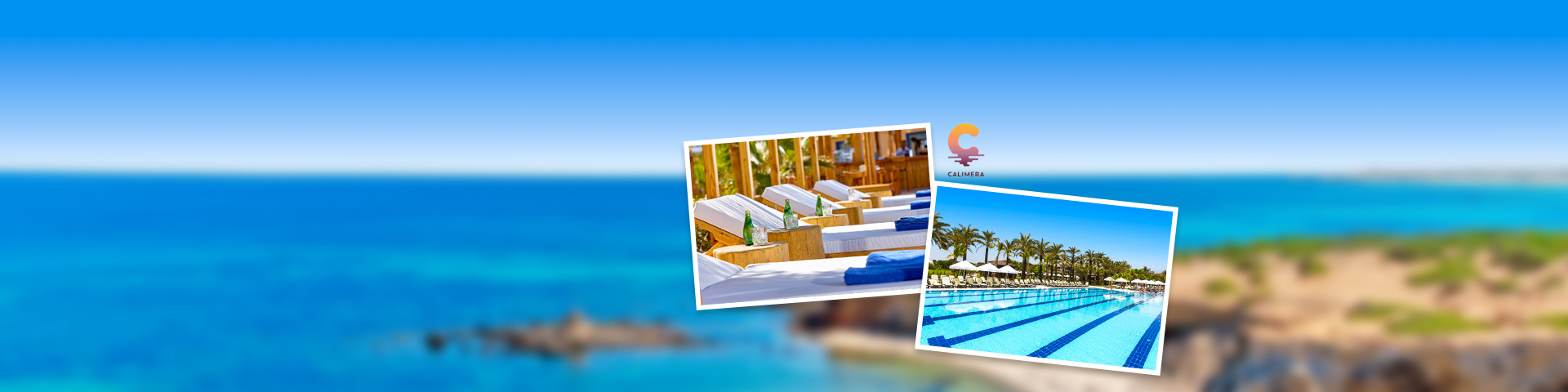 Een hotelgebouw van hotelketen Calimera met uitzicht op het zwembad