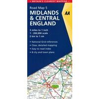 AA Publishing Wegenkaart 5 Midlands & Central England 1:200.000