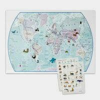 Maps International World Stickerkaart Geïllustreerde Wereldkaart