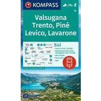 Kompass Wandelkaart 75 Valsugana, Trento, Piné