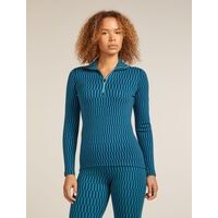 Icebreaker W Merino 260 Tech Vertex LS Half Zip  Snow Grid AO